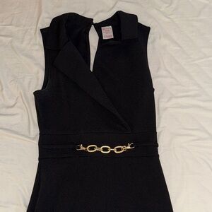 No Boundaries Black Jumpsuit with Gold Chain Detail